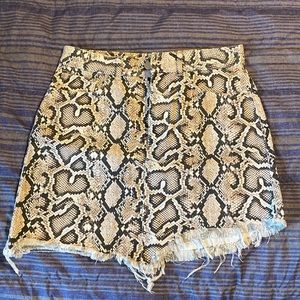 Zara Reptile Denim Skirt
